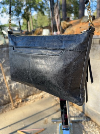 12F HOBO Black Leather Crossbody Purse MTS