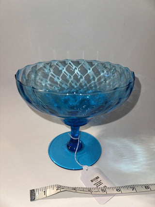 MCM Empoli Style Teal Glass Compote-K|50596