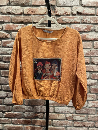 My Bra Fashion Orange Elastic Waist Top Sz L 01000125 RSV|54875