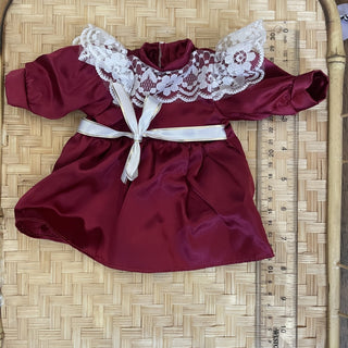 Vtg Burgundy Doll Dress MTS|161583