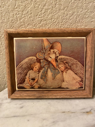 Vtg Mother Goose tile wood framed art RCD|118482