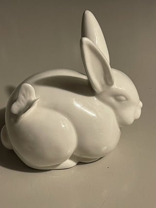 Vtg Dept 56 White Bunny w/ Butterfly--SP MTS