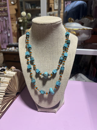 Beaded Faux Turquoise Necklace|103340