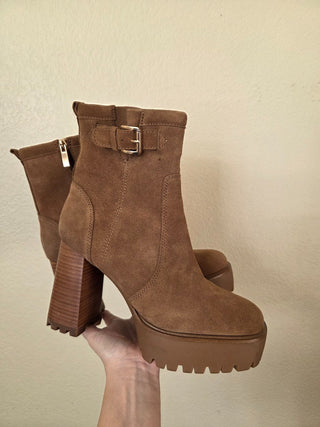 Steve Madden tan leather platform booties RSV