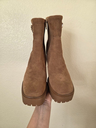 Steve Madden tan leather platform booties RSV