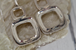 925 Square Crystal and Marcasite Earrings MTS|151547