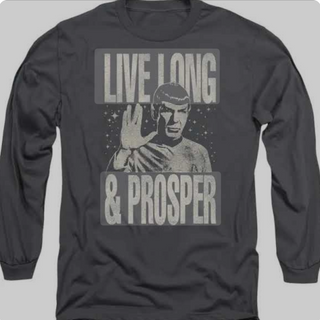 VV #26 Live Long and Prosper Star Trek T-Shirt long Sleeve grey  Small