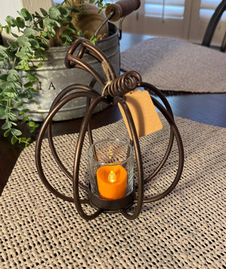 7” Metal Pumpkin w/Tealight Holder RSV|127446