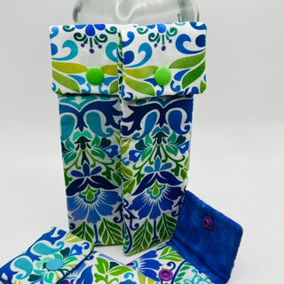 Epi Pen Pouch / Eyewear pouch - Green and Blue Filigree - RCD|137597