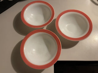 1950's Pyrex Flamingo Pink Rim Cereal Bowl, Set/3--SP RCD