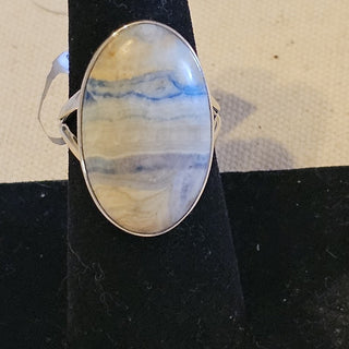 Sterling blue scheelite ring sz 7.5