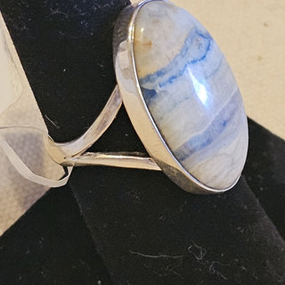 Sterling blue scheelite ring sz 7.5