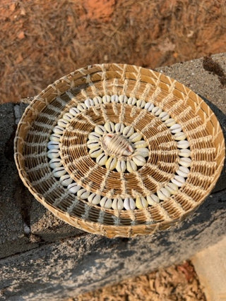 8” Woven Seagrass Basket with Shells