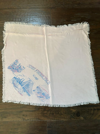 Vintage San Francisco Souvenir Scarf, Pink with Fringe    MTS