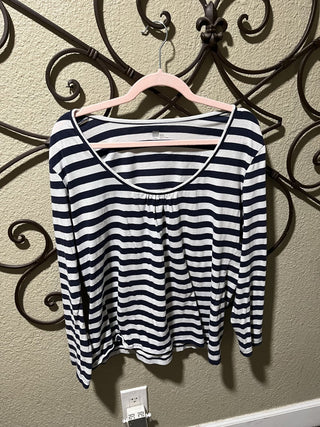 Women's GAP Long Sleeve Navy/White Striped Blouse Size XXL RCD