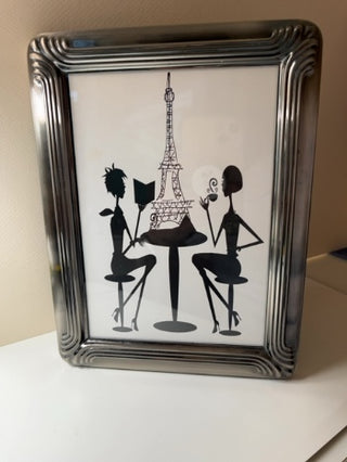 Silvertone 5x7 Frame w/ Parisian Cafe Silhouette