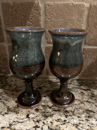 Vintage Pottery Wine Goblets, Set of 2   MTS|26722