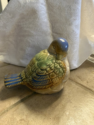 Ceramic bird, blue-green MTS
