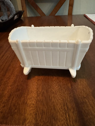 Vintage Milk Glass Baby Cradle-KL RCD