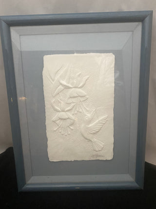 Paper sculpture hummingbird art signed|49529