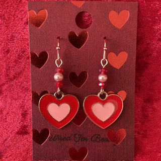 pink & red heart Valentine earrings RSV
