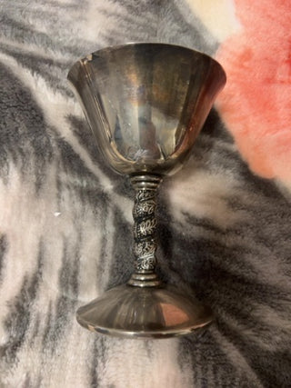JP vintage silver-plated wine goblet featuring a smooth bowl