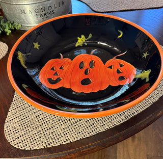 13” Ceramic 3 Pumpkins Candy Bowl RSV|111809
