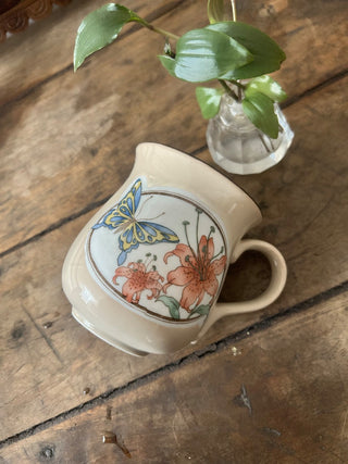 10H Vintage Takahashi Butterfly lilies porcelain mug MTS