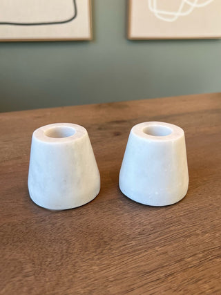 White marble taper candle holders set of 2 RSV|63563