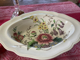 Spode 10” oval Raeburn pattern floral transferware