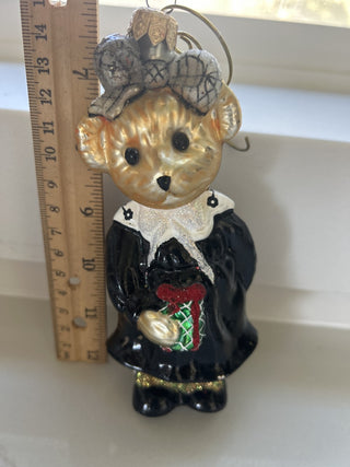 MUFFY VANDERBEAR PETITE PORTRAIT In BLACK WHITE Radko Christmas Glass Ornament-RSV|124594