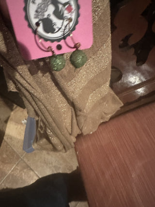 Green decorative earrings #62 VV MTS|63247