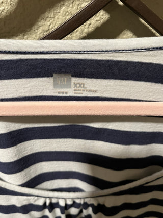 Women's GAP Long Sleeve Navy/White Striped Blouse Size XXL RCD|119425