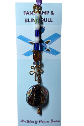 Art Glass Beaded Dichroic Lamp Pull 4 RSV