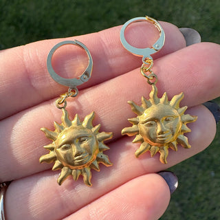 Brass Sun Charm Earrings MTS|128790