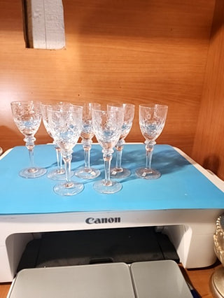 Set of seven vintage rogasca, crystal cordial glasses