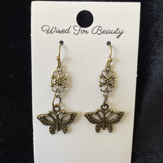antiqued bronze butterfly earrings RSV