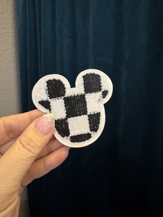Black & White Checkered Mickey Iron On Patch|48946