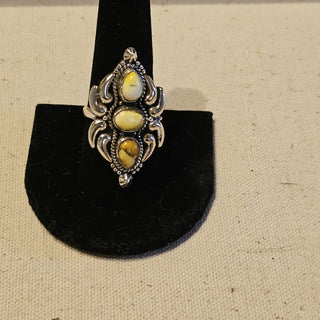 .925 3 stone honey dahlia ring sz 8|92441