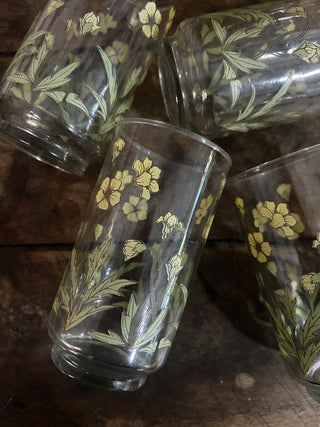 10H Vintage Libby yellow flower glass|99851