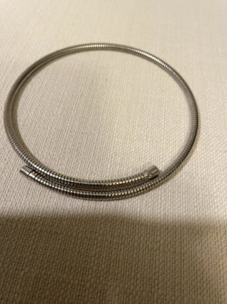 Silvertone choker style spring necklace