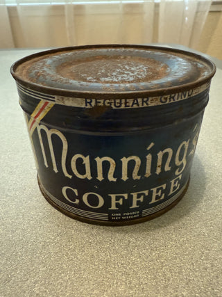 1950's  Mannings Finest coffee tin never opened with attached key|73217