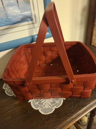 Red Rectangular Wicker Basket w/Handles RCD