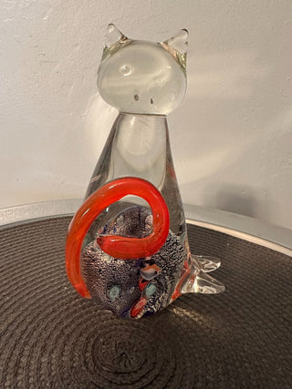Art Glass 8in Cat Ocean  MTS