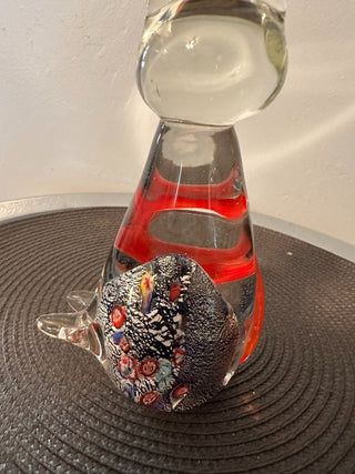 Art Glass 8in Cat Ocean  MTS