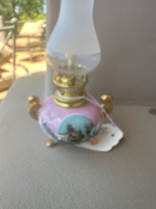 Miniature Porcelain Oil Lamp - made in Japan, uses kerosene RCD|78611