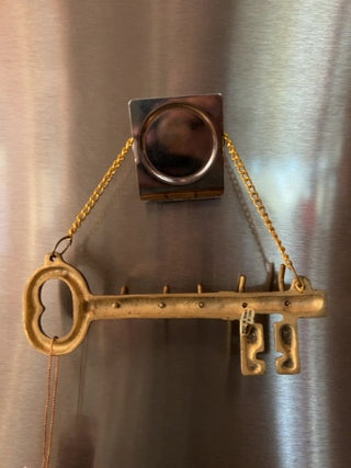 JP 12F Vintage Brass Key Shaped Wall Hanging Key Holder with 5 Hooks