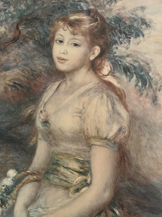 PIERRE AUGUSTE RENIOR "PORTRAIT OF A YOUNG LADY" IN CREAM WOOD FRAME LIMITED SERIES LITHOGRAPHIC REPRODUCTION 18" X 22" EXCELLENT CONDITION IN STORE PICK UP ONLY (KJS) RCD