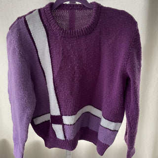 vintage handmade sweater, purple & white RSV