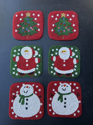 12F Set of 6 Dept 56 Beaded Christmas Coasters MTS|139527
